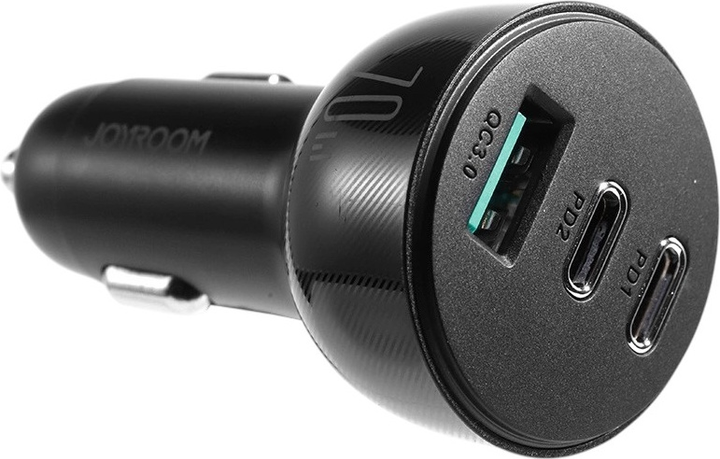 Ładowarka samochodowa JOYROOM JR-CL26 2 x USB-C 1 x USB-A 70 W Black (6956116701819) - obraz 4