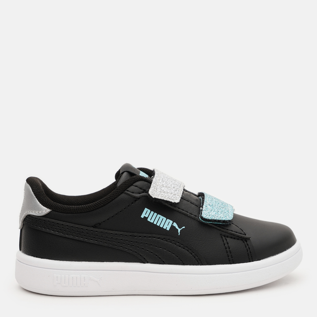 Подростковые кеды для девочки Puma Smash 3.0 L Glitter Velcro V 39560905 35 Black-Safe Lake-Silver (4067983898624) 