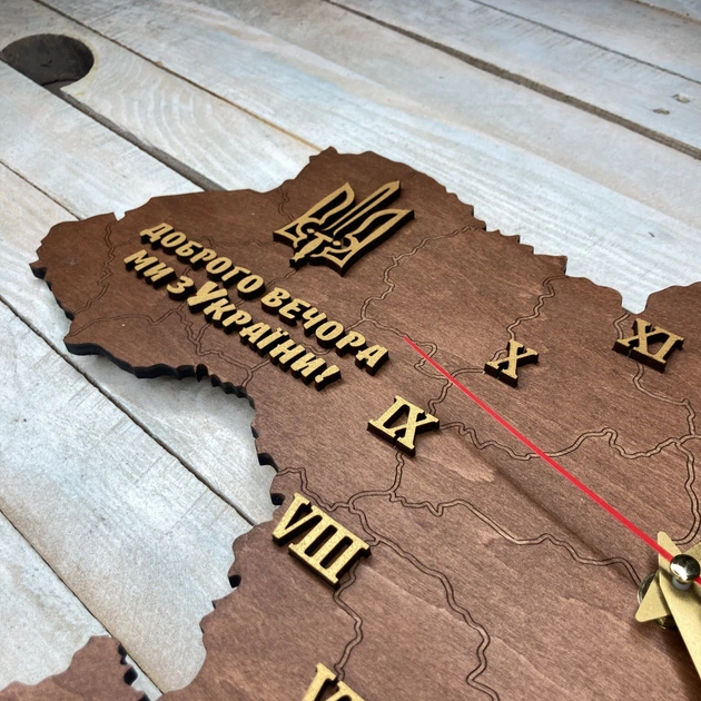 Часы настенные в форме карты Украины, часы карта Украины, часы патриотические HWD (A0664) - изображение 4