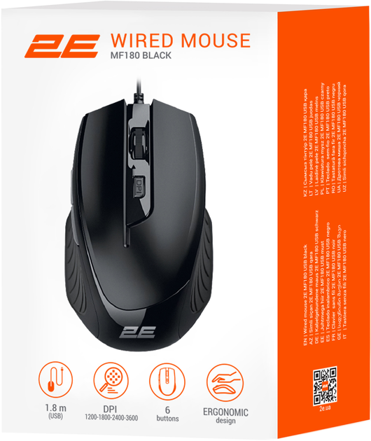 Мышка 2E MF180 USB Black (2E-MF180UB) - Фото 3 Мышка 2E MF180 USB Black (2E-MF180UB) - изображение 3