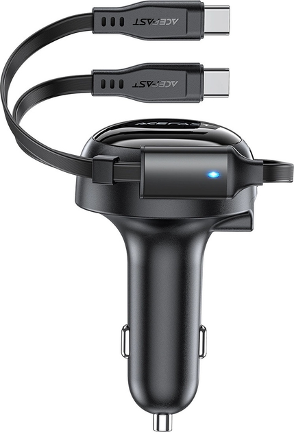 Ładowarka samochodowa Acefast B13 USB-A 53W z wbudowanym kablem 2 x USB-C Black (6974316282921) - obraz 3
