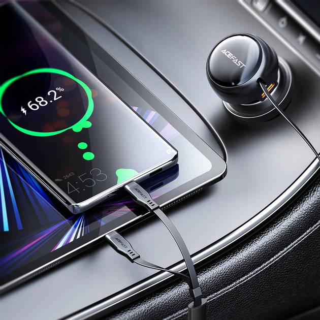 Ładowarka samochodowa Acefast B13 USB-A 53W z wbudowanym kablem 2 x USB-C Black (6974316282921) - obraz 7