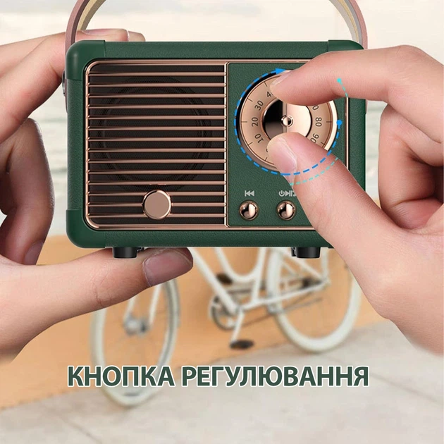 Портативная колонка Bluetooth водонепроницаемая в стиле ретро Army Green - Фото 2 Портативная колонка Bluetooth водонепроницаемая в стиле ретро Army Green - изображение 2
