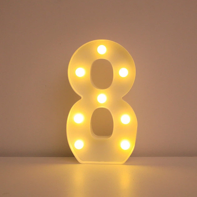 Объемная цифра 8 Led декоративная маленькая 21 на 13 см белый - изображение 2