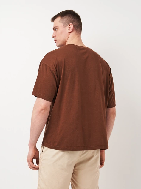 Футболка хлопковая длинная мужская H&M 1074658_кор L Коричневая (KAY2000001582756) - изображение 2