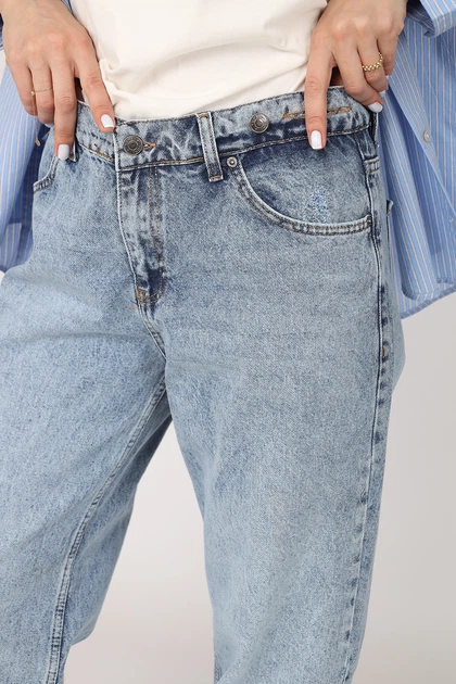 Джинси baggy жіночі 40 колір блакитний ZER ЦБ-00274406 - Фото 4 Джинси baggy жіночі 40 колір блакитний ZER ЦБ-00274406 - зображення 4