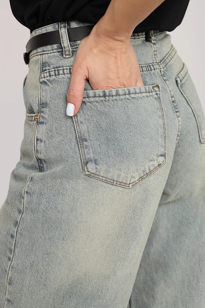 Джинсы baggy женские XXL цвет голубой YUKI ЦБ-00272489 - Фото 6 Джинсы baggy женские XXL цвет голубой YUKI ЦБ-00272489 - изображение 6