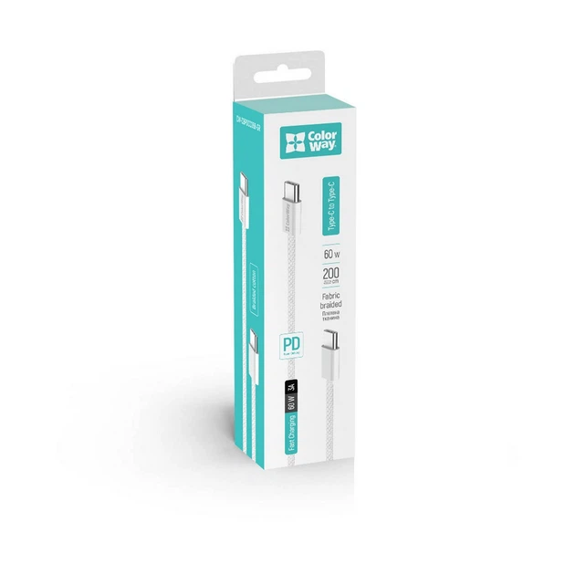 Кабель ColorWay USB Type-C - USB Type-C (M/M), 3.0 А, 2 м, Gray (CW-CBPDCC068-GR) - зображення 12