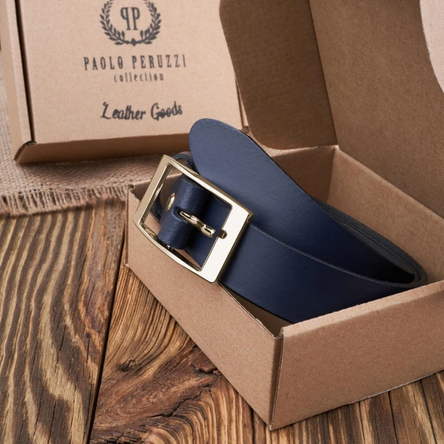 Ремінь жіночий шкіряний Paolo Peruzzi PG-02-DBZ 120 см Темно-синій (5905567215216) - зображення 3