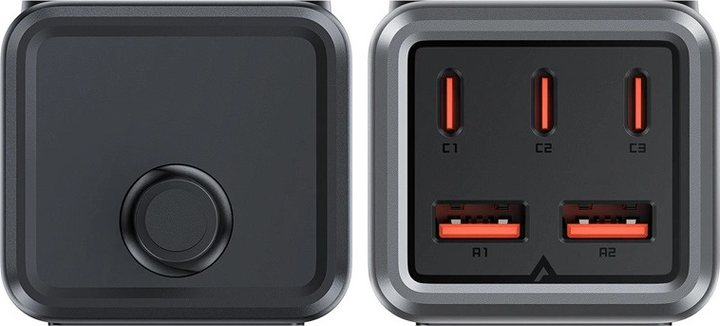 Ładowarka biurkowa Acefast Z2 GaN 75 W PD 3 x USB-C + 2 x USB-A Black-Grey (6974316282501) - obraz 3