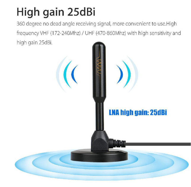 ТВ-антена для Т2 з посиленням телевізійна антена DVB-T2 антена HDTV TV Antenna Mini 1080p - зображення 5