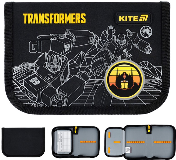 Пенал шкільний без наповнення Kite Transformers Generations 1 відділення 1 відворот 20.5х14х4 см Чорний (TF25-621) - зображення 2
