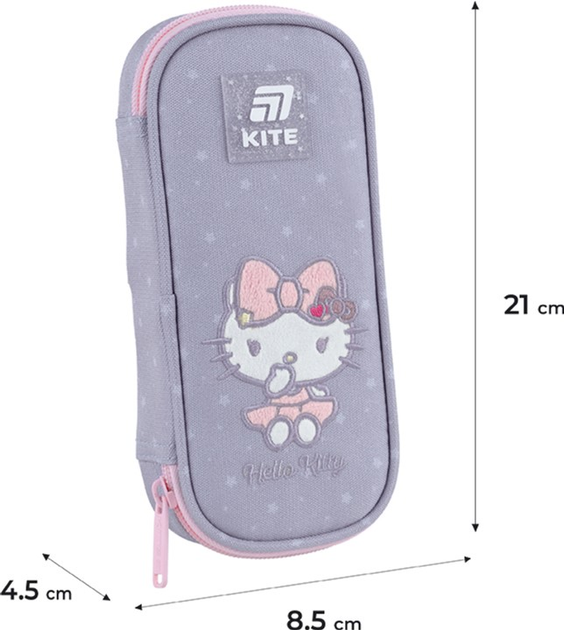 Пенал шкільний Kite Hello Kitty 21x8.5x4.5 см Сірий (HK25-662-1) - зображення 3