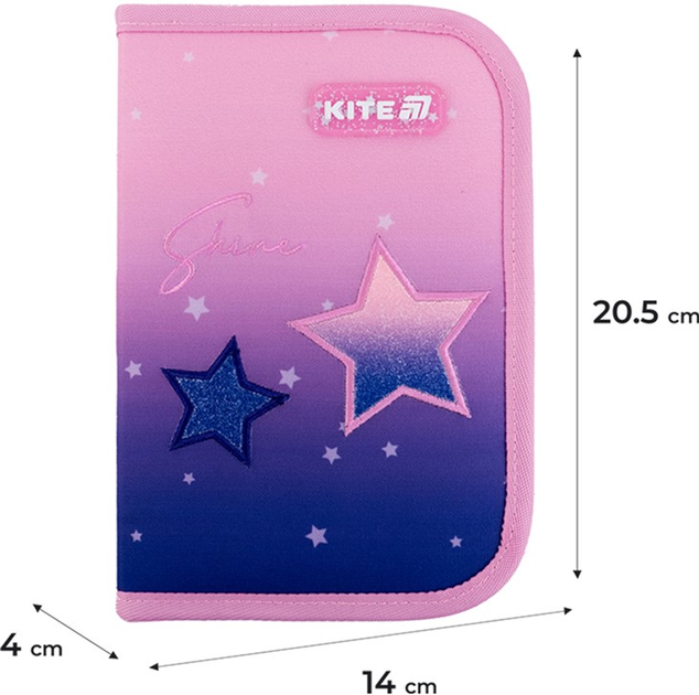 Пенал шкільний з наповненням Kite Sparkling 1 відділення 2 відвороти 20.5х14х4 см Рожево-блакитний (K25-622H-1) - зображення 3