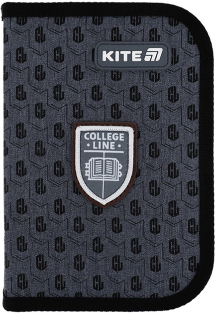 Пенал шкільний з наповненням Kite College Line Boy 1 відділення 2 відвороти 20.5х14х4 см Сірий (K25-622H-2) - зображення 1