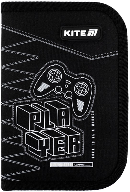 Пенал шкільний з наповненням Kite Player 1 відділення 2 відвороти 20.5х14х4 см Чорний (K25-622H-6) - зображення 1