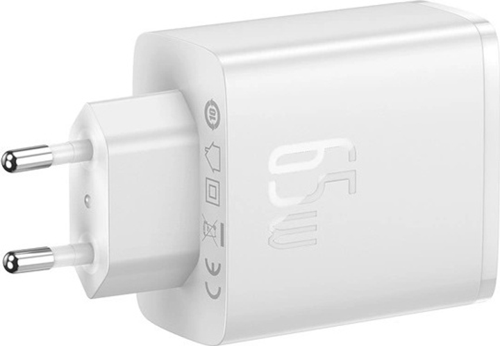 Мережевий зарядний пристрій Baseus 65 Вт Cube Pro 2 x USB-C + USB White (P10152301213-00) - зображення 5