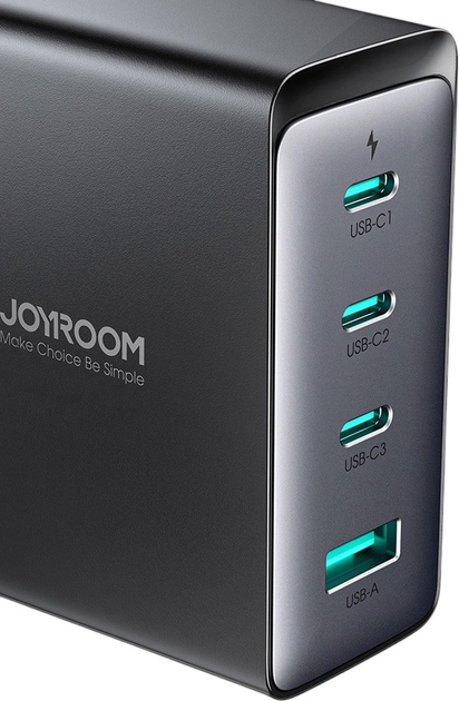 Ładowarka sieciowa JOYROOM GaN 140 W 3 x USB-C + USB-A wtyczka UK Black (JR-TCG05UK) - obraz 6