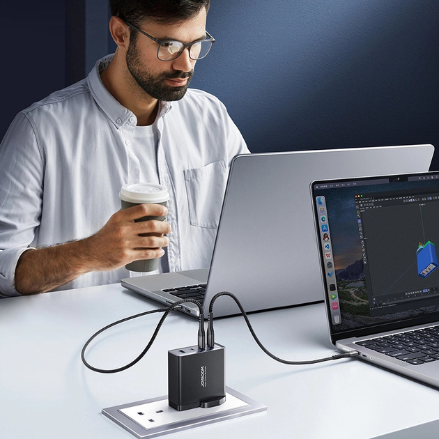 Ładowarka sieciowa JOYROOM GaN 140 W 3 x USB-C + USB-A wtyczka UK Black (JR-TCG05UK) - obraz 8