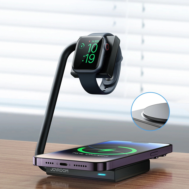 Stacja ładująca JOYROOM MagSafe 15 W 2-in-1 Black (JR-WQN05) - obraz 9