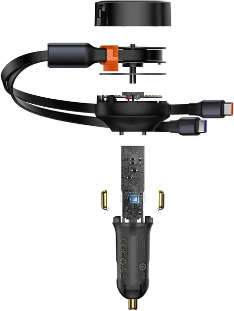Ładowarka samochodowa Baseus Enjoyment 2 w 1 33 W 2 x USB-C Black (C00035500111-00) - obraz 5