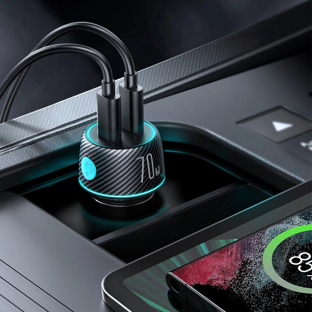 Ładowarka samochodowa JOYROOM JR-CCN02 70 W 2 x USB-C Black (6956116747169) - obraz 5