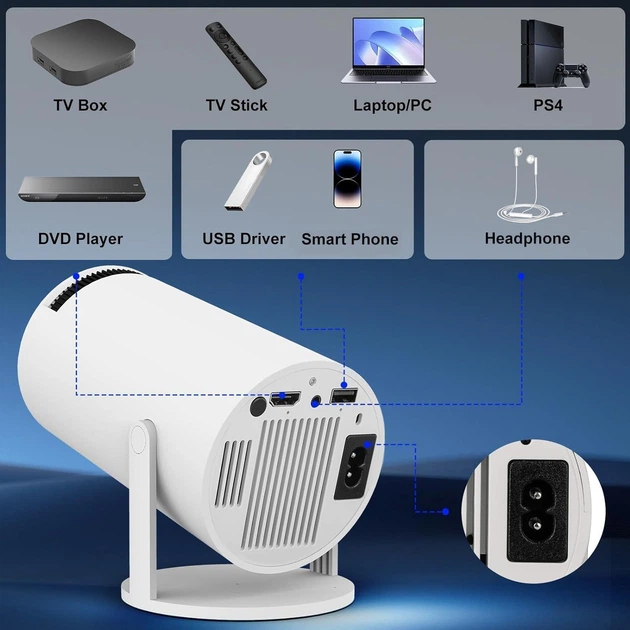 Проектор FEARWIKY HY300 HD Wi-Fi Bluetooth Android 11 - зображення 4