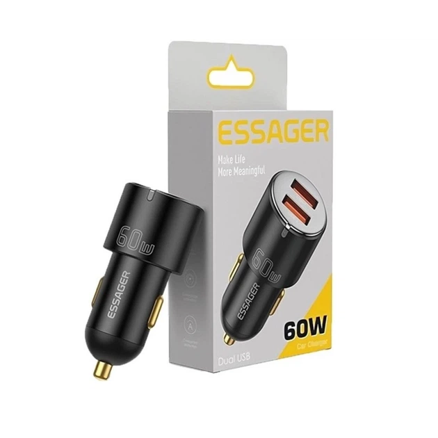 Автомобільний зарядний пристрій Essager City Dual PD66W / QC3.0, Black - зображення 2