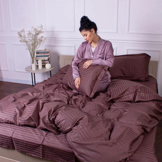 Пододеяльник MirSon 200х220 Satin Stripe 30-0006 Dark Brown (2200005249611) - изображение 6