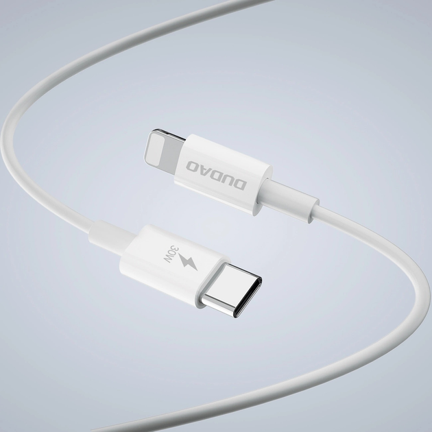 Ładowarka sieciowa Dudao A30EUL 30 W GaN PD USB-C + USB-A + kabel Lightning White (6976625332816) - obraz 9