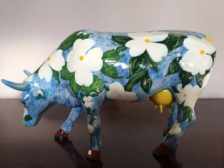 Коллекционная статуэтка Cow Parade корова голубая с цветами Cowalina Dogwood, Size L 30 х 9 х 20 см Нидерланды - изображение 5