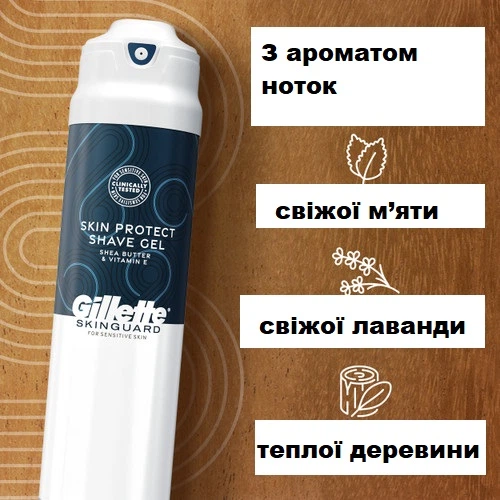 Успокаивающий гель для бритья Gillette SkinGuard с увлажняющими компонентами 198 г - Фото 4 Успокаивающий гель для бритья Gillette SkinGuard с увлажняющими компонентами 198 г - изображение 4