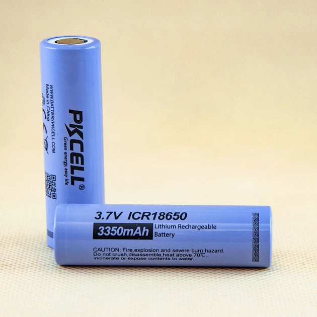 Аккумуляторы PKCELL 18650 2шт 3350mAh Li-ion Flat Top 3.7V высокая емкость для повербанков и фонарей - изображение 3