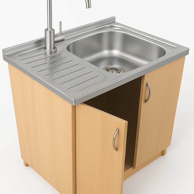Мойка с тумбой AQUAMARIN BoxWood 800 БУК+Смеситель - Фото 4 Мойка с тумбой AQUAMARIN BoxWood 800 БУК+Смеситель - изображение 4