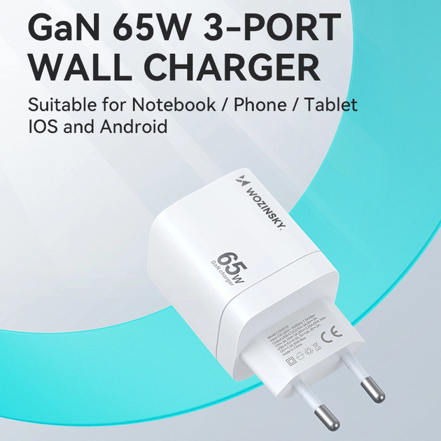 Ładowarka sieciowa Wozinsky CWCUCW 30 W 2 x USB-A + USB-C White (5907769308567) - obraz 4