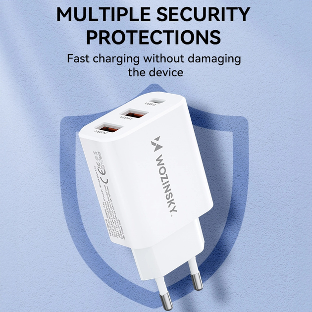 Ładowarka sieciowa Wozinsky CWCUCW 30 W 2 x USB-A + USB-C White (5907769308567) - obraz 6