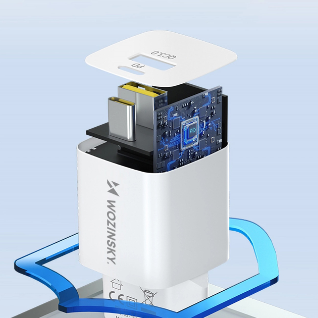 Ładowarka sieciowa Wozinsky WWCEAC GaN 33 W USB-A + USB-C White (5907769308109) - obraz 10