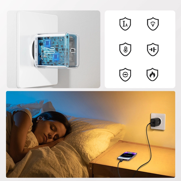 Мережевий зарядний пристрій JOYROOM JR-TCF06 PD 20 Вт GaN USB-C + кабель Lightning Black (6956116795191) - зображення 10