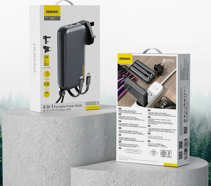 Ładowarka-Powerbank podróżna Dudao K25 10000 mAh z 3 wtyczkami Black (6977196680061) - obraz 7