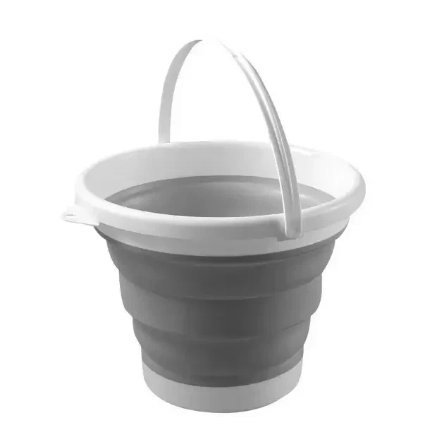 Складне туристичне силіконове відро Silicon bucket 10 л Сіре - Фото 6 Складне туристичне силіконове відро Silicon bucket 10 л Сіре - зображення 6