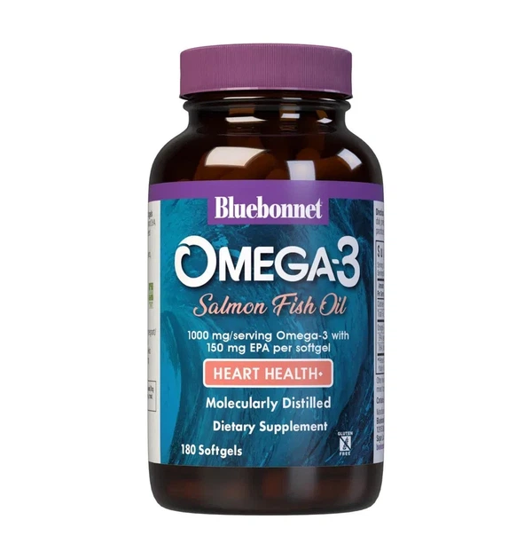Олія лосося Bluebonnet Nutrition (Omega-3 Salmon Oil) 1000 мг 180 капсул - зображення 2