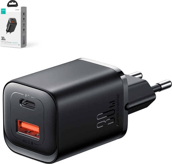 Мережевий зарядний пристрій JOYROOM JR-TCF08EU Speed Series 30 Вт USB-A USB-C Black (6956116774479) - зображення 8