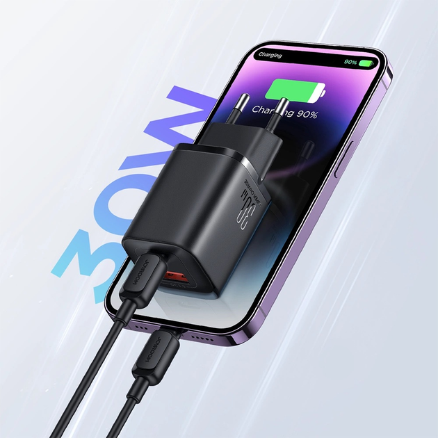 Мережевий зарядний пристрій JOYROOM JR-TCF08EU Speed Series 30 Вт USB-A USB-C Black (6956116774479) - зображення 9