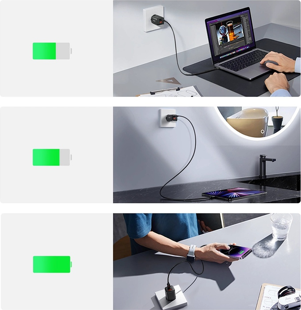 Мережевий зарядний пристрій JOYROOM JR-TCF08EU Speed Series 30 Вт USB-A USB-C Black (6956116774479) - зображення 10