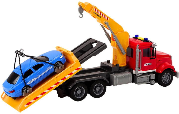 Ciężarówka LEAN Toys Pomoc drogowa z autem ze światłem i dźwiękiem 18723 (5905991018315) - obraz 3