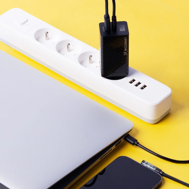 Ładowarka sieciowa Wozinsky WWCG01 65 W GaN USB-C + USB-A Black (5907769307492) - obraz 9