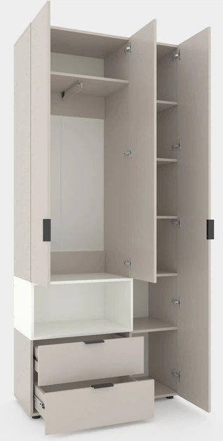 Шкаф Metkas Home A002L 1000x420x2300 мм ЛДСП Кашемир-Белый Снег (MA002L-KB) - Фото 2 Шкаф Metkas Home A002L 1000x420x2300 мм ЛДСП Кашемир-Белый Снег (MA002L-KB) - изображение 2