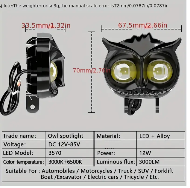 Светодиодная двухцветная фара Moto LED Mini Сова 20W 2000Lm 9-60V для мотоцикла, мопеда, скутера - изображение 2