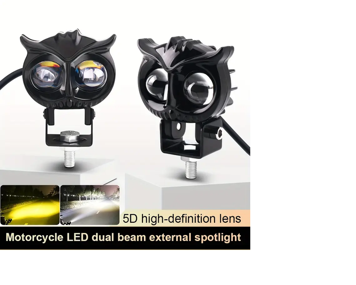Светодиодная двухцветная фара Moto LED Mini Сова 20W 2000Lm 9-60V для мотоцикла, мопеда, скутера - изображение 6
