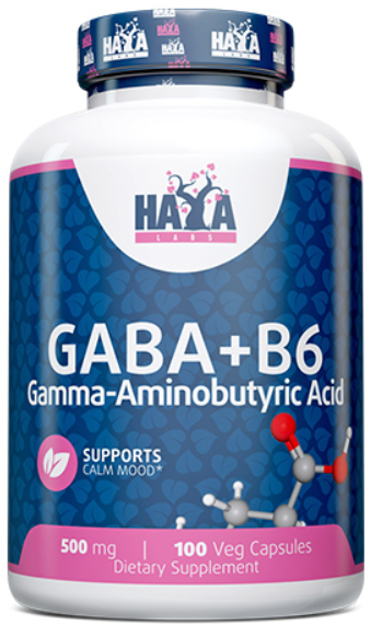 GABA Haya Labs Gaba + B6 500 мг - 100 веган капс - Фото 1 GABA Haya Labs Gaba + B6 500 мг - 100 веган капс - зображення 1